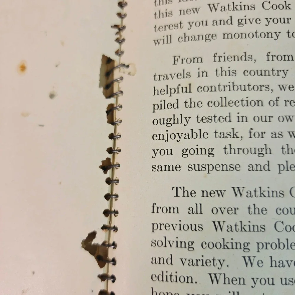 Vintage 1936 Watkins Cook Book Spiral Bound Retro Recipes JR Watkins Co Winona